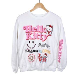 Hello Kitty Sanrio Graphic Crew Neck Sweatshirt White Pink women’s size XL
